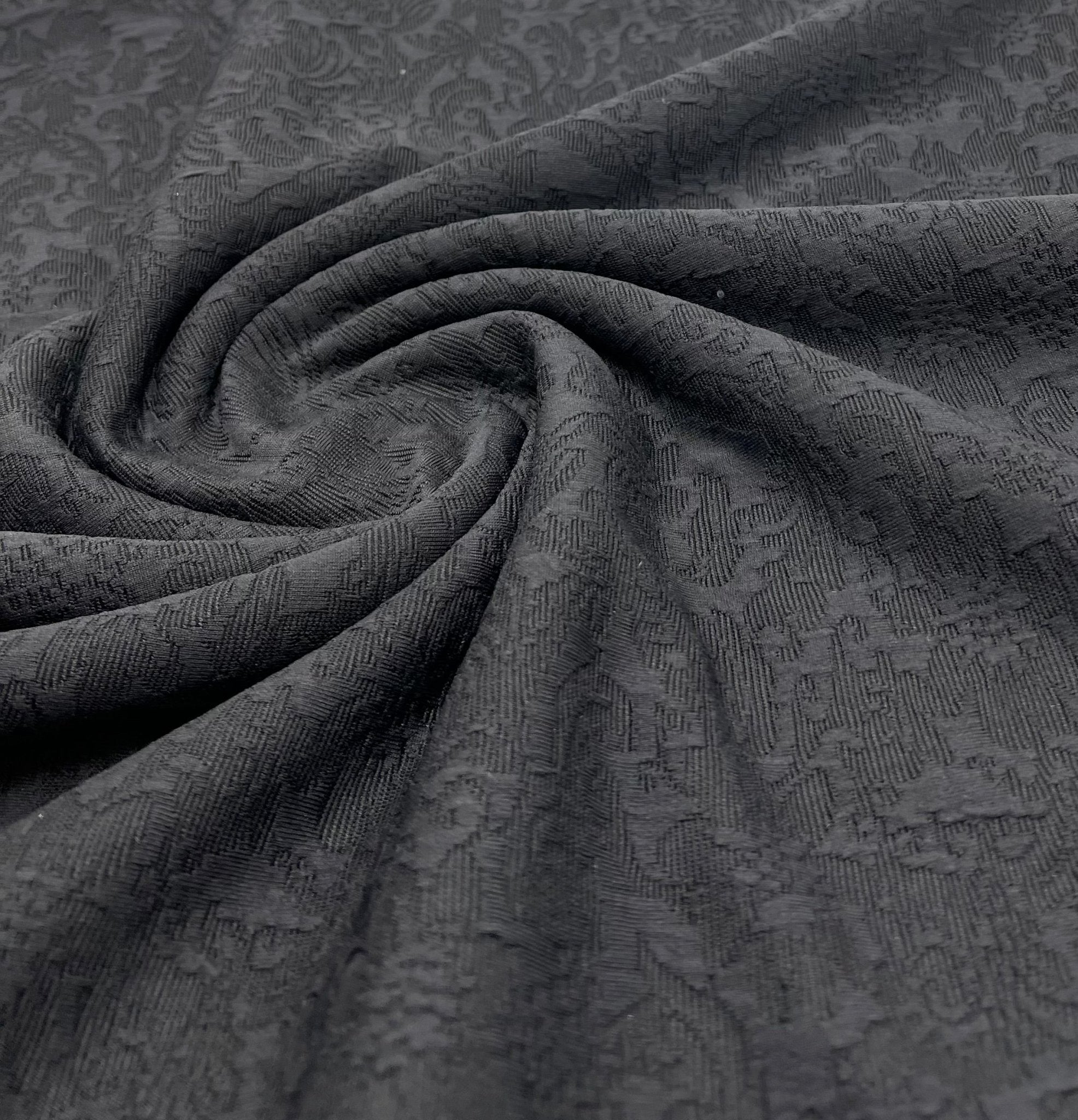 Black Textured Jacquard 2 Way Stretch Fabric - T9 Fabrics